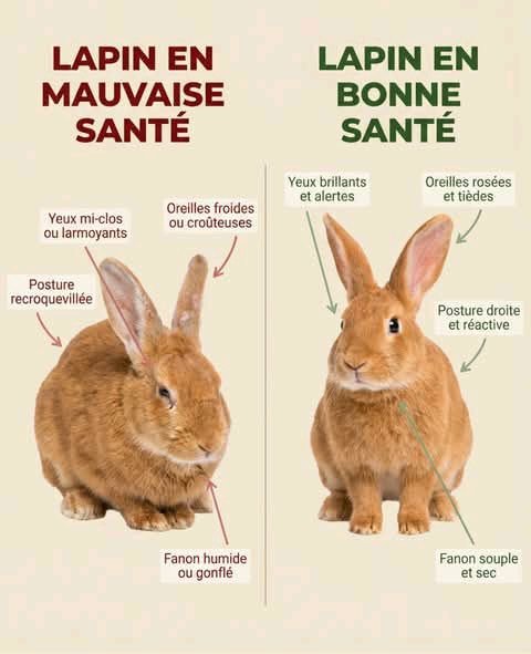 Lapin en bonne santé et en mauvaise santé